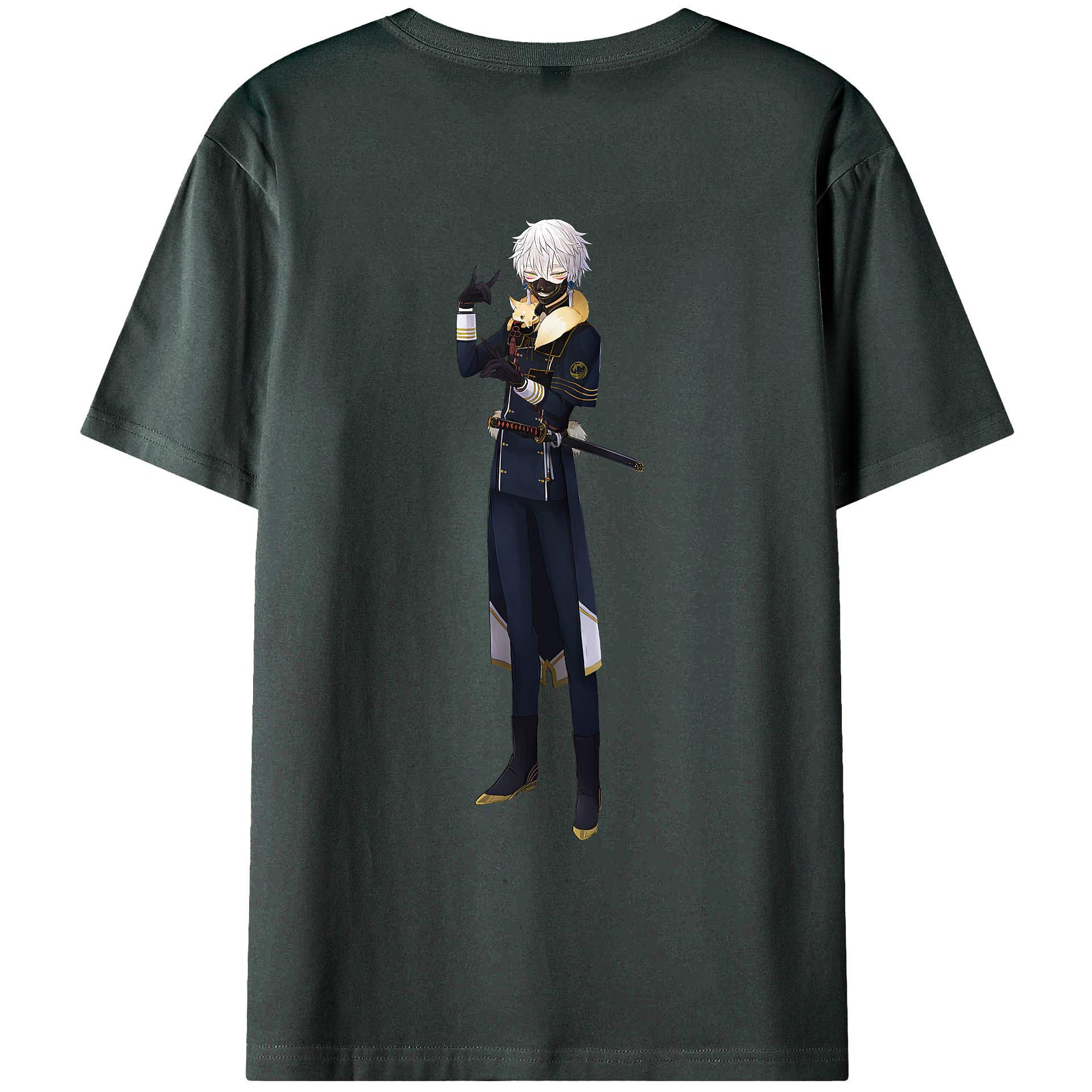 （画像用） 刀剣乱舞 Touken Ranbu 綿100％ メンズ半袖Tシャツ（バックプリント） 通気性